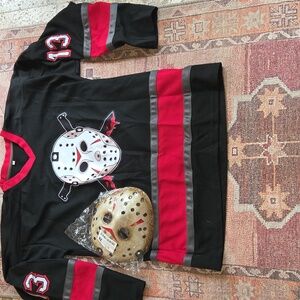 Jason Friday the 13th black and Red Hockey Jersey with Mask